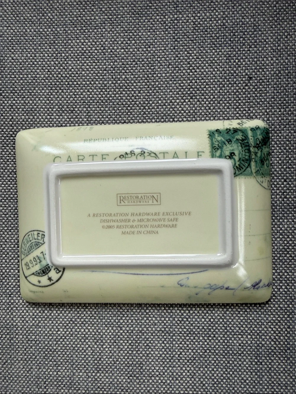 Restoration Hardware Post Card Plates - Set of 4 - each 4.5” x 6.25”